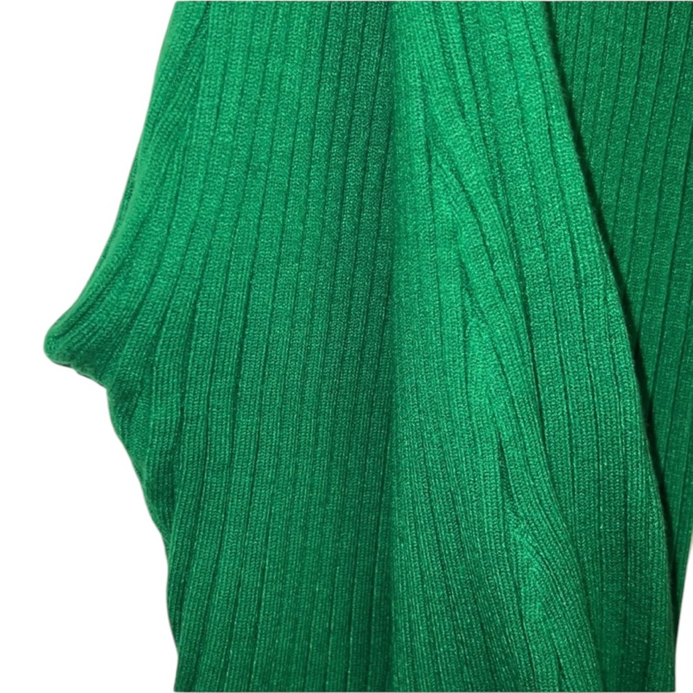 ASOS Green Ribbed Flare Pants Size 10 High Rise Knit Stretch - Picture 10 of 13